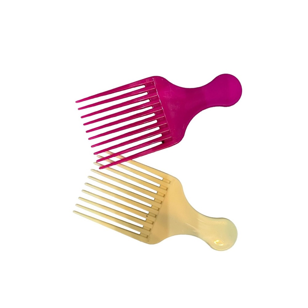 Vtg Pink &‎ Ivory Comb Hair Pick (2) NEW OLD STOCK Retro 1980-90s USA Goody